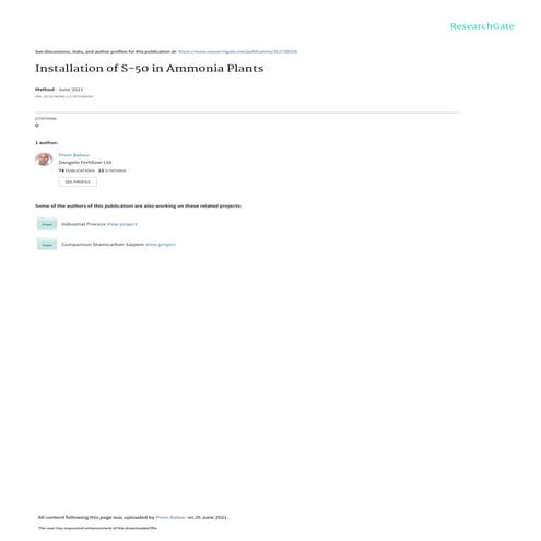 Installation of s 50 in ammonia plants