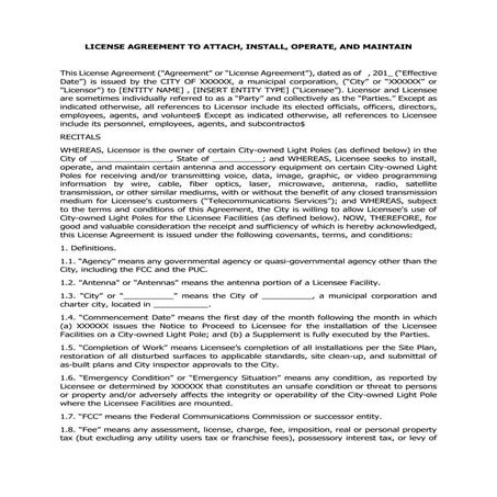 INSTALL, OPERATE & MAINTAIN LICENSE AGREEMENT | PDF