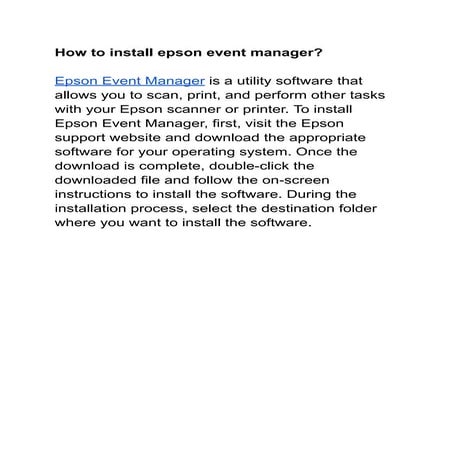 How to install epson event manager?