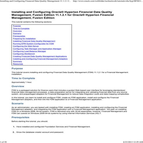 Installing and configuring financial data quality management 11.1.2.1 for fin...