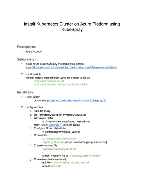 Install Kubernetes Cluster on Azure Platform using kubespray