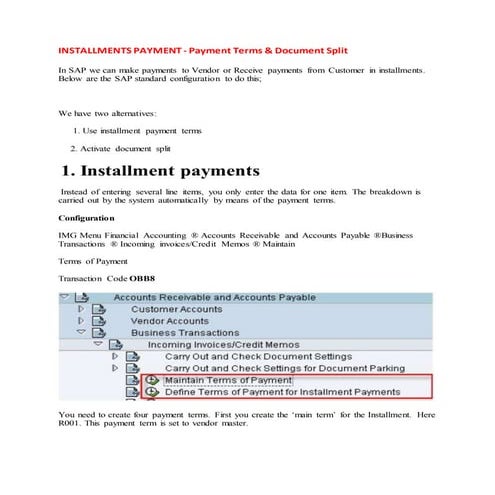 Installments payment