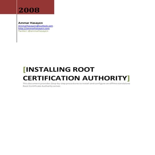 Install offline Root CA Server 2003