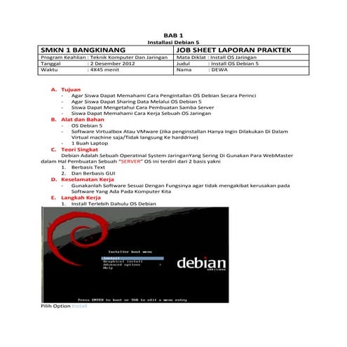 Install os debian dan samba server