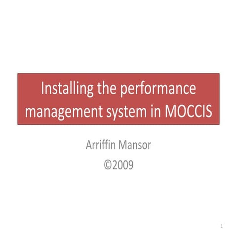 Install pms in moccis - a proposal