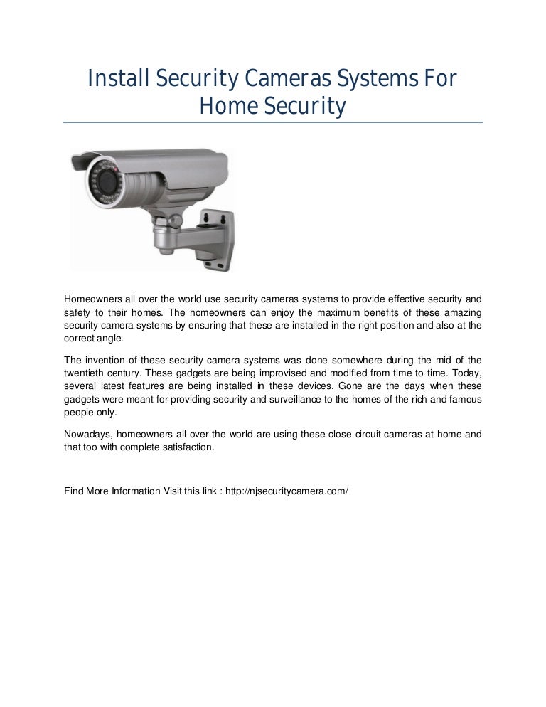 Install security cameras systems for home security