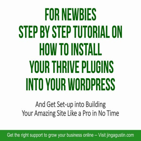 For Newbies Step By Step Tutorial on How to Install Your Thrive Plugins Into ...