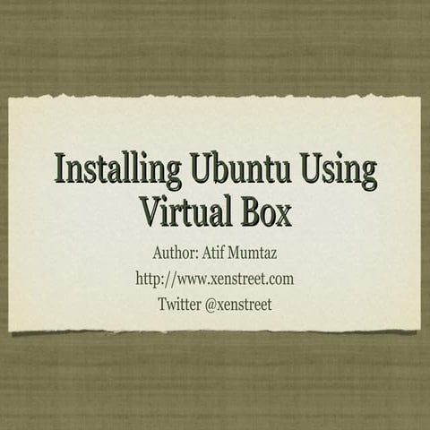 Install ubuntu using virtual box