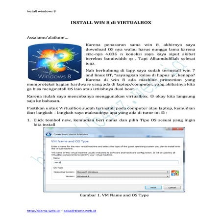 Install win 8 di virtualbox