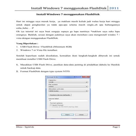 Install windows 7 menggunakan flash disk
