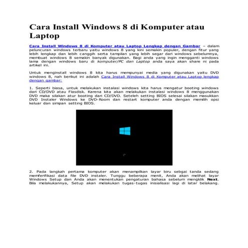 Instal windows 8