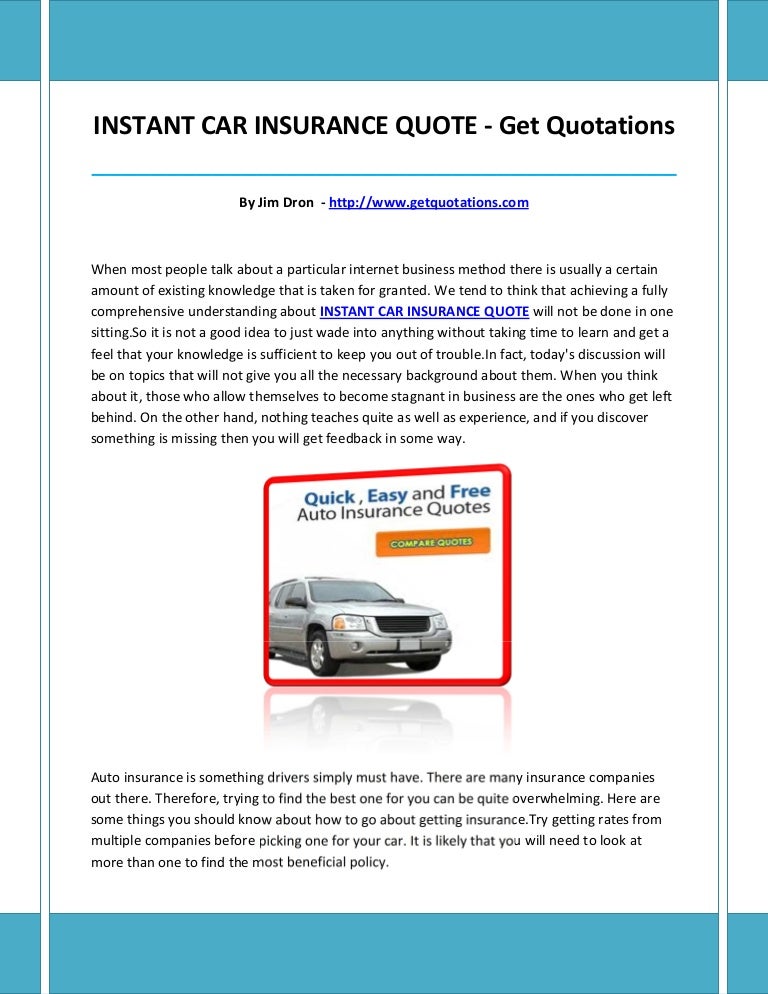 Instant Car Insurance Quote Instant Car Insurance Quote
