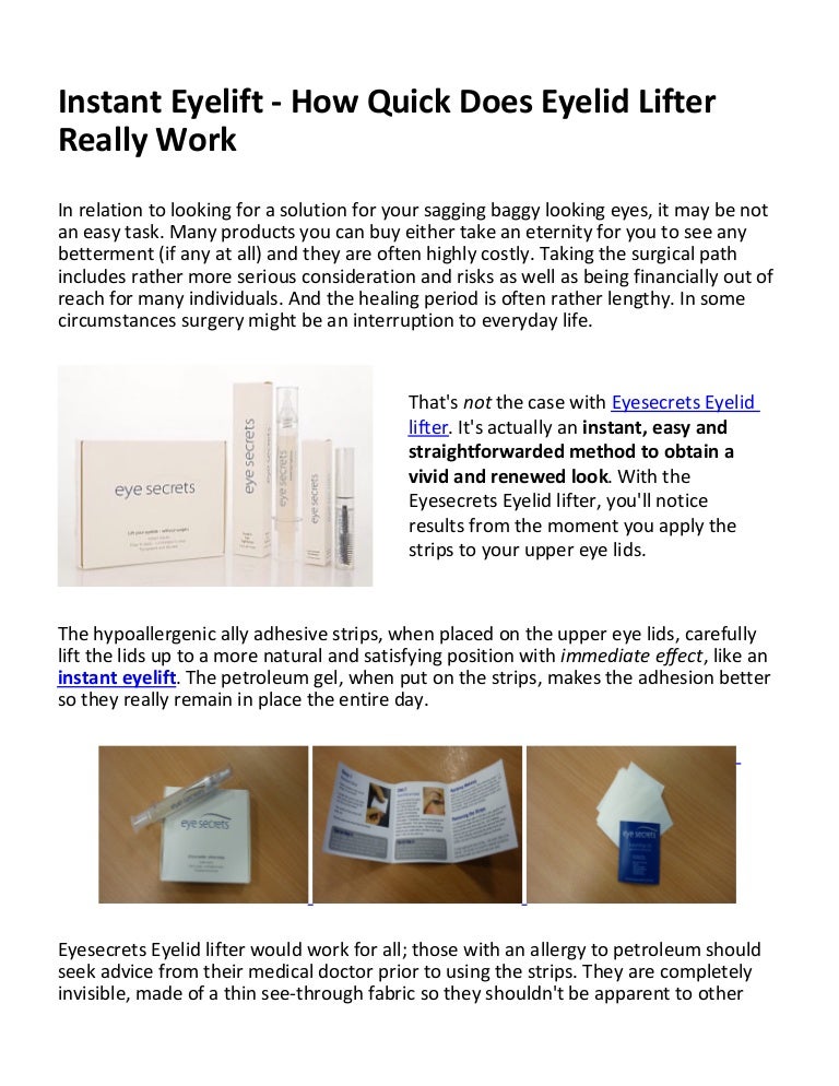 Instant Eyelift How quick does Eyelid Lifter really work