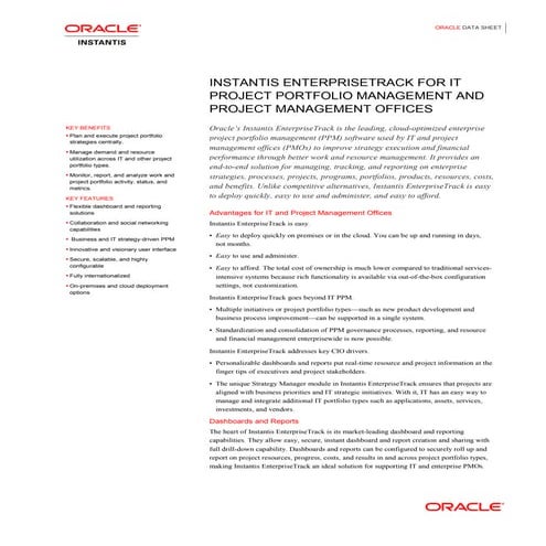 Oracle Instantis: EnterpriseTrack