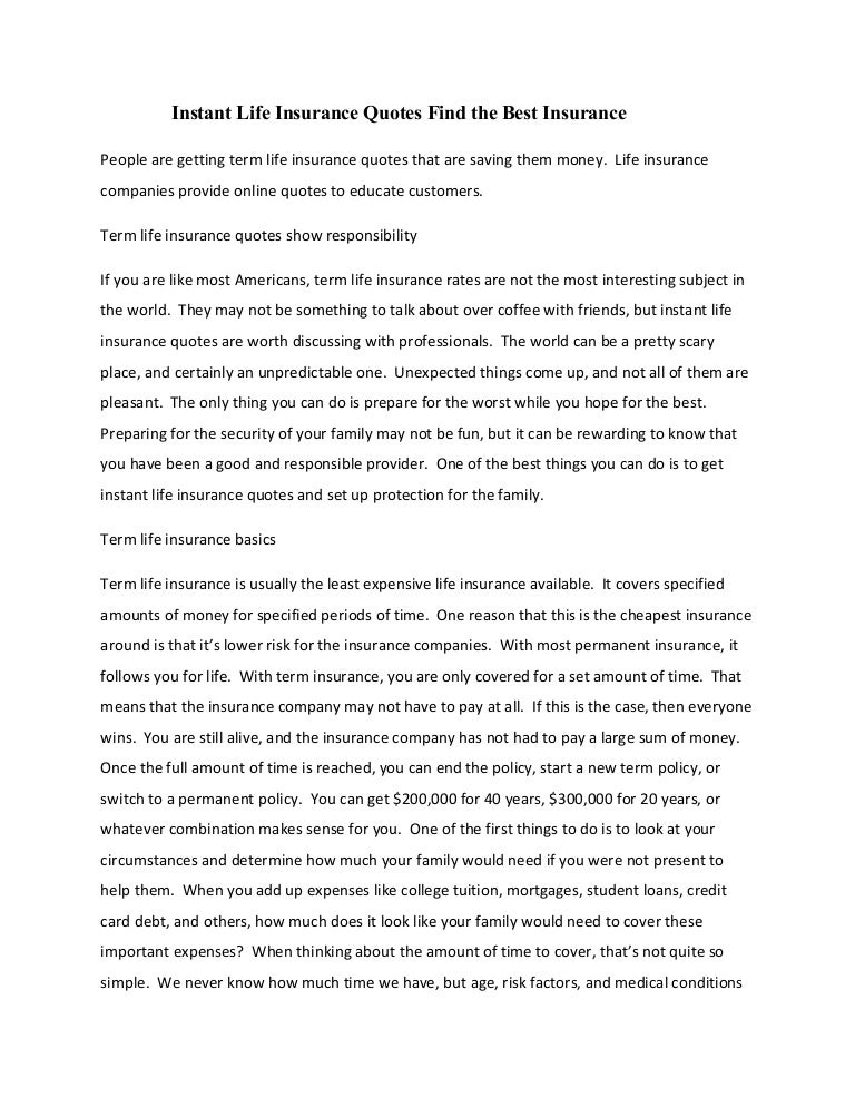 Instant Life Insurance Quotes Find The Best Insurance New Instant Term Life Insurance Quote Instant Life Insurance Quotes Find The Best Insurance New Instant Term Life Insurance Quote