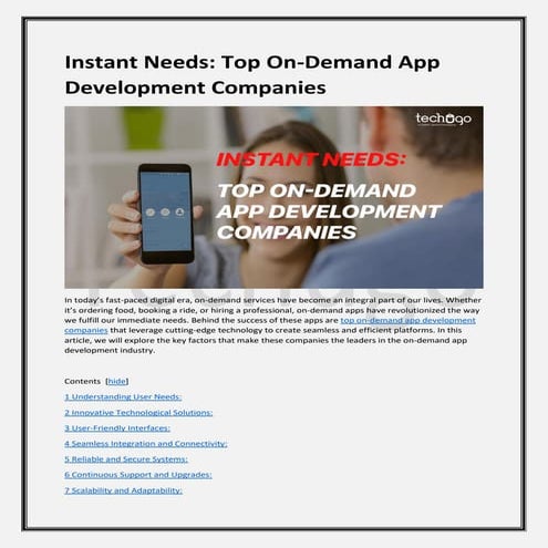 All Things you Need to Know About On-demand App Development Services | PDF