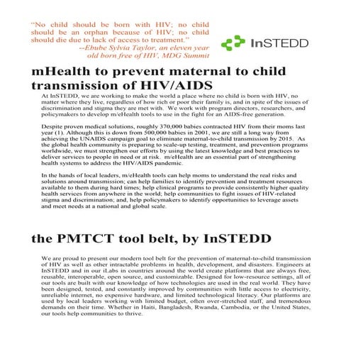 InSTEDD PMTCT - M-E Health Tool Belt