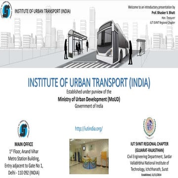 Institute of urban transport (india)   an introduction