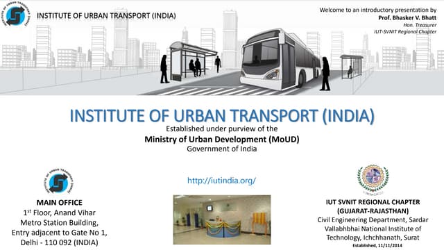 Institute of urban transport (india)   an introduction