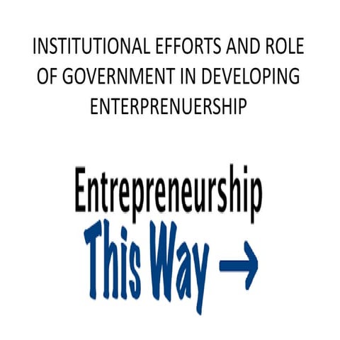 Institutional efforts and role of government in developing enterprenuership -...
