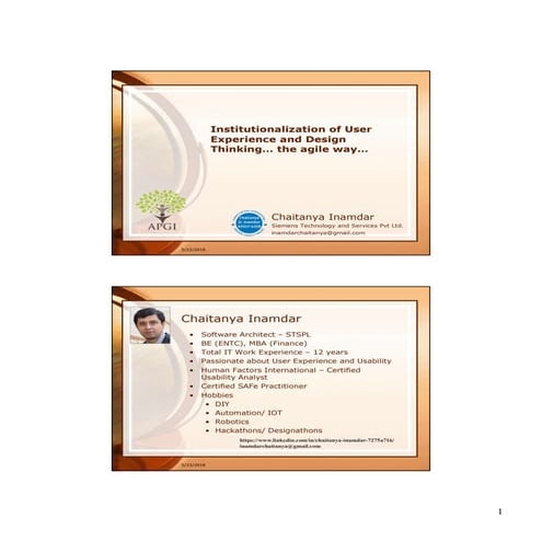 Institutionalization of user experience chaitanya inamdar