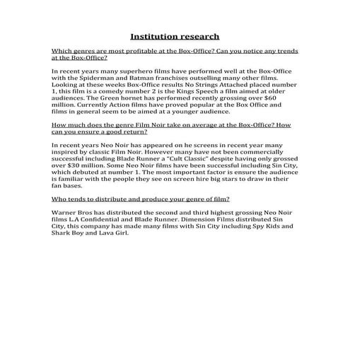 Institution research