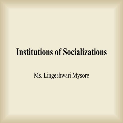 Institutions of socializations