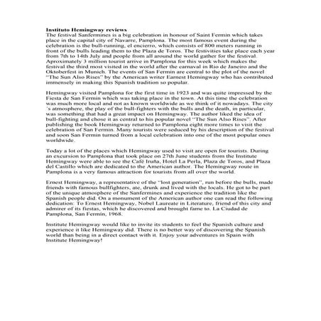 Instituto hemingway reviews