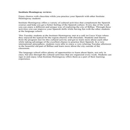 Instituto hemingway reviews