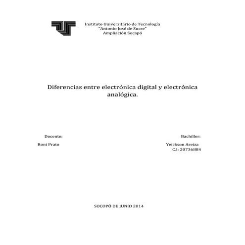 ELECTRONICA DIGITAL Y ELECTRONICA ANALOGICA