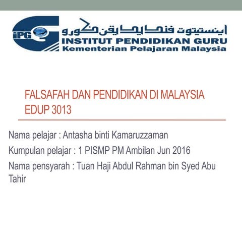 Falsafah Pendidikan Awal Kanak-Kanak