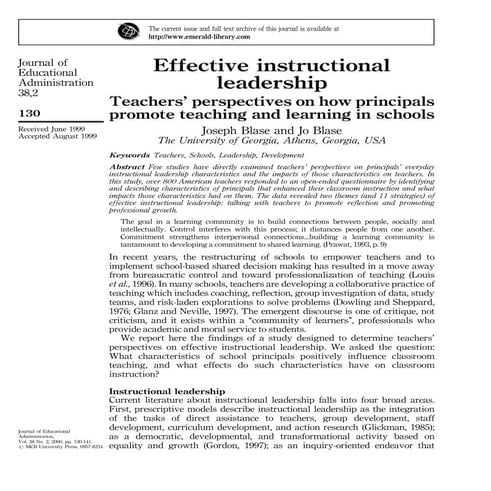 Effective instructional leadership
