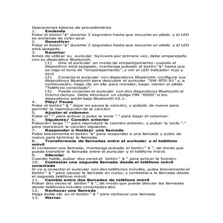 Instruccciones syncwire español