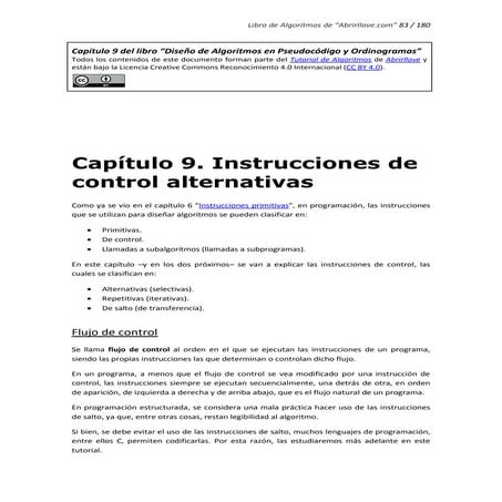 Instrucciones de control alternativas