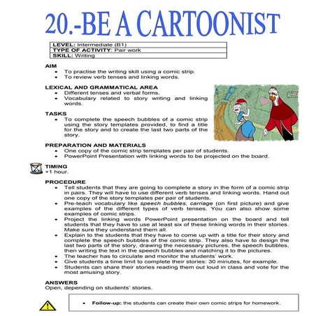 Be a Cartoonist Teacher's Worksheet | PDF