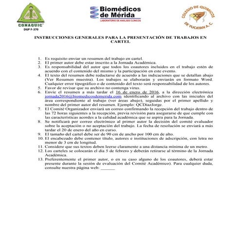 Instrucciones carteles 2016