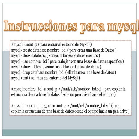Instrucciones mysql