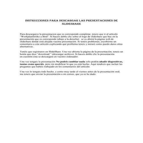Instrucciones para descargar las presentaciones de slideshare | DOCX