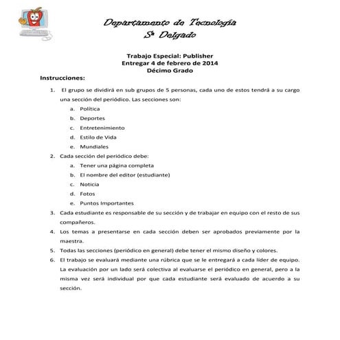 Instrucciones trabajo de publisher