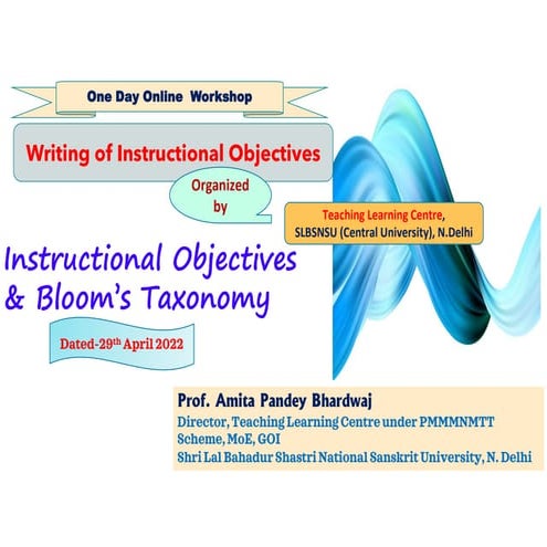 Instructional Objectives & Blooms Taxonomy
