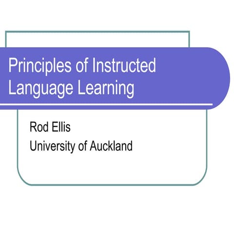 Instructed Language Learning