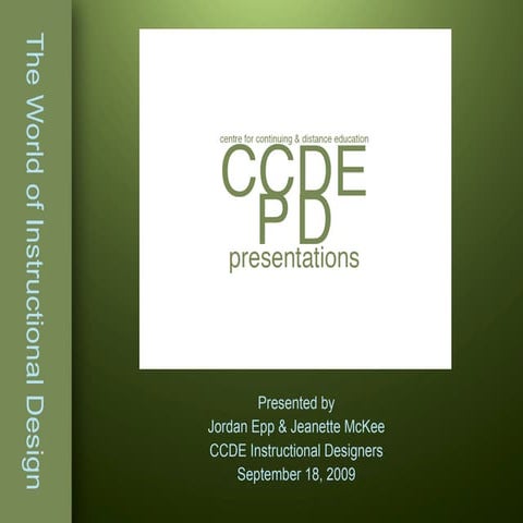 The World of Instructional Design - CCDE