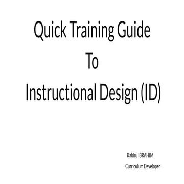 Instructional Design (ID) Training Guide