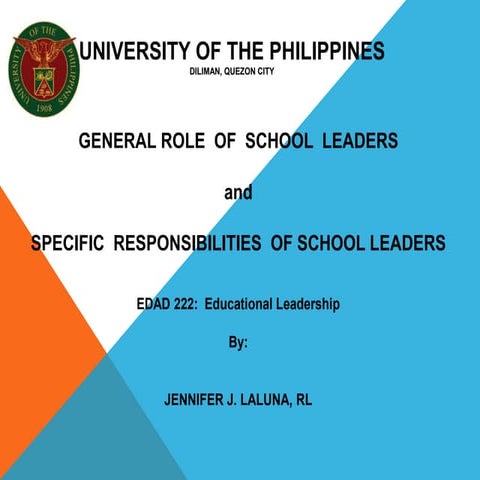 Specific Responsibilities of Instructional Leaders