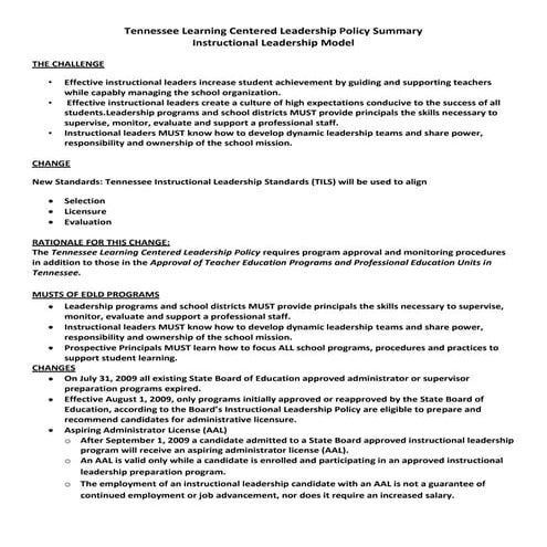 Instructional leadership model