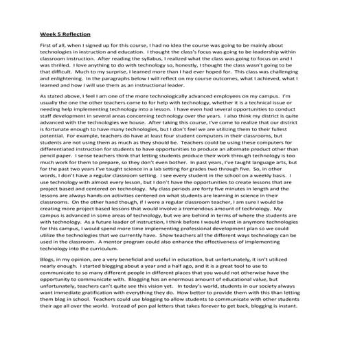 Instructional Leadership Reflection