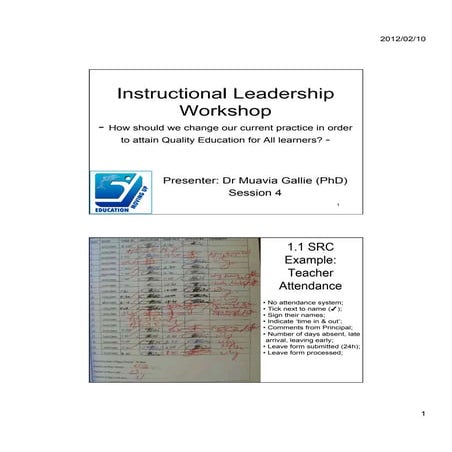 Instructional leadership workshop Session 4