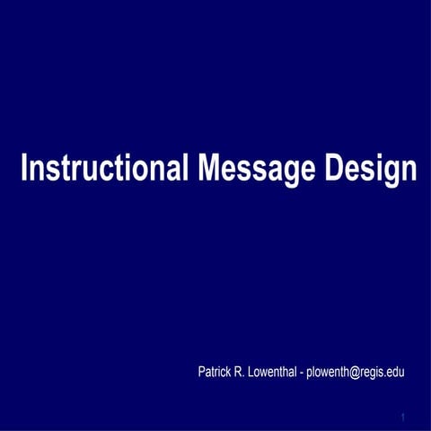 Instructional Message Design | PPT