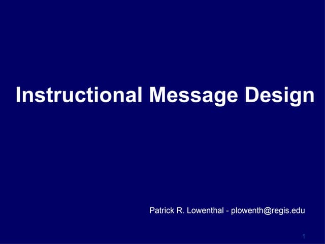 Instructional Message Design