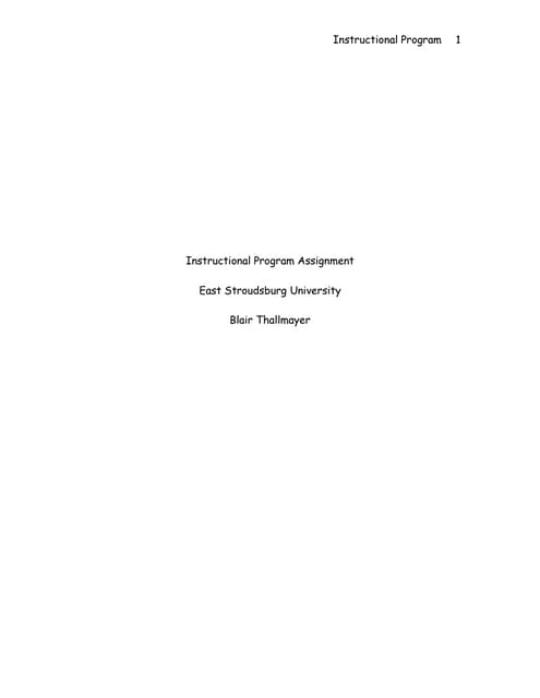 Instructional Program Assignment